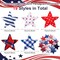 19pc Patriotic Stuffed Star Set - 4" Fabric Tiered Tray Decor for July 4th